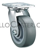 (image for) Caster; Swivel; 6" x 2"; PolyU on PolyO (Gray); Top Plate (4-1/2x6-1/4; holes: 2-7/16x4-15/16 slotted to 3-3/8x5-1/4; 1/2 bolt); Zinc; Roller Brng; 900# (Item #66589) - Click Image to Close