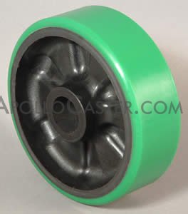 (image for) Wheel; 12" x 4"; PolyU on Cast Iron (Usu Red or Green); Prec Tapered Brng; 1" Bore; 4-1/4" Hub Length; 5000# (Item #89151)