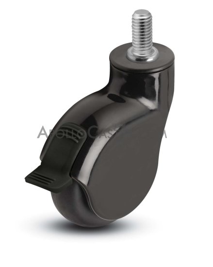 (image for) Caster; Swivel; 3" x 1"; Thermoplastized Rubber (Black); Threaded Stem (3/8"-16TPI x 3/4"); Black Rig; Prec Ball Brng; 110#; Raceway Seal; Thread guards; Brake (Item #64884) - Click Image to Close