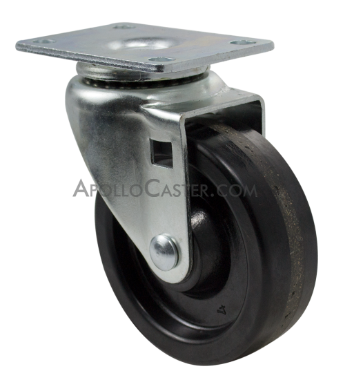 (image for) Caster; Swivel; 5" x 1-1/2"; Phenolic; Plate (3-1/8"x4-1/8"; holes: 1-3/4"x3" slots to 2-3/8"x3-3/8"; 3/8" bolt); Roller Brng; 400#; Dustcap (Item #63808)