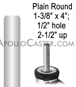 (image for) Scaffold Caster; Swivel; 8" x 2"; Rubber on Cast Iron; Round Stem (1-3/8"x4"; 1/2" cross-drilled hole 2-1/2" up); Zinc; Roller Brng; 500#; Total Lock (Item #66483)