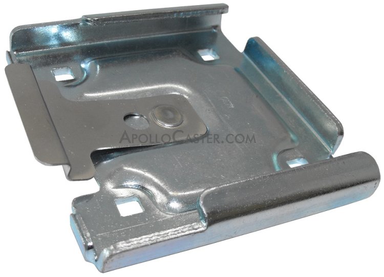 (image for) Caster Quick Change Pad; 4-1/2" x 4-15/16"; Steel; Fits 3-3/4 x 4-3/8" caster plates; Zinc Plated; Snap-in style. Bolt-on hole placement may vary. (Item #89285) - Click Image to Close