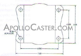 (image for) Caster; Rigid; 12 x 4; PolyU on Cast Iron (Bl/Gr); Top Plate; 6x7-1/2; holes: 4-1/2x6; 1/2 bolt; Yellow Dichromate; Prec Tapered Brng; Wgt Cap: 6600 (Item #69791)