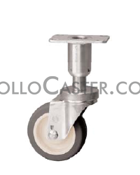 (image for) Leveling Caster; Swivel; 3"x1-1/4"; PolyU on PolyO; Plate (3-1/2"x3-1/2": holes: 2-5/8"x2-5/8"; 5/16" bolt); 250#; Load height: 6.06" - 6.81" (Item #66956) - Click Image to Close