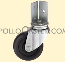 (image for) Caster; Swivel; 5" x 1"; Rubber (Soft; non-marking); Angle Iron Bracket (1-3/16"x2-1/16"; 3 holes; 1/4" bolt); Zinc; Plain bore; 125#; Wheel Brake (Item #64898) - Click Image to Close