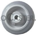 (image for) Caster; Swivel; 3-1/2" x 1-1/4"; Thermoplastized Rubber (Gray); Plate (2-1/2"x3-5/8"; holes: 1-3/4"x2-7/8" slots to 3"; 5/16" bolt); Stainless; 300# (Item #64384)