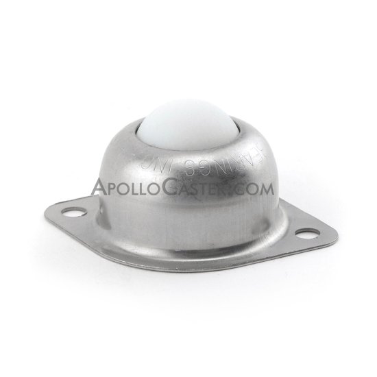 (image for) Ball Transfer; 1" Nylon Ball; Steel housing; flange: 2-3/4"x2"; holes 2-3/16" apart; 3/16" holes; 75# weight cap. 1-3/16" load height (Item #89677)