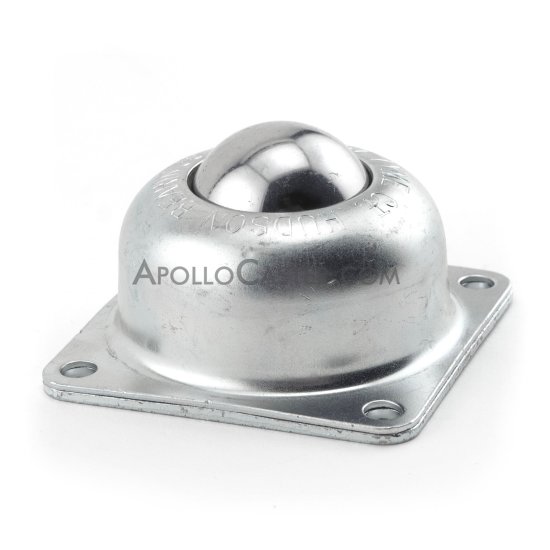 (image for) Ball Transfer; 1-1/2" ball; Stainless Steel; Flange (3"x3"; holes: 2-7/16"x2-7/16"; 1/4" bolt); Carbon Steel Housing; 250#; 1-13/16" load height (Item #89351) - Click Image to Close