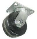 Caster; Swivel; 12" x 2-1/2"; Phenolic; Plate; (5-1/4"x7-1/4"; holes: 3-3/8"x5-1/4" slotted to 4-1/8"x6-1/8"; 1/2" bolt) Zinc; Roller Brng; 3500#; Kingpinless (Item #65093)