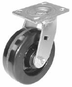 Caster; Swivel; 8" x 2"; Phenolic; Top Plate (4"x4-1/2"; holes: 2-5/8"x3-5/8" slotted to 3"x3"; 3/8" bolt); Zinc; Roller Brng; 1250# (Item #66258)