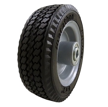 Caster; Swivel; 6" x 2"; Foam-Filled Flat Free Tire (Black); Grip Ring (7/16" x 1-3/8"); Zinc; Ball Brng; 250#; Sawtooth Tread; Wheel Brake (Item #63428)