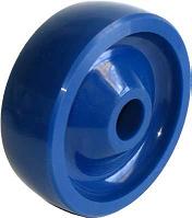 (image for) Caster; Swivel; 4" x 1-1/4"; Polyurethane (Solid); Hollow Kingpin (1/2" bolt hole); Zinc; Delrin Spanner; 350#; Dust Cover (Mtl); Wheel Brake (Item #63910)