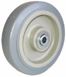 Wheel; 8" x 2"; Thermoplastized Rubber (Gray); Roller Brng; 600#; 1/2" Bore; 2-7/16" Hub Length (Item #89690)