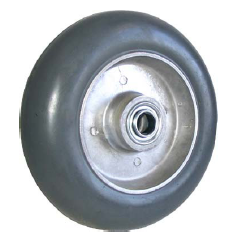 Wheel; 8" x 2"; Balloon Rubber on Alum; Prec Ball Brng (Dual); 1/2" Bore; 2-7/16" Hub Length; 500# (Item #87782)