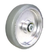 (image for) Cstr; Swiv; 3-1/2 x 1-1/4; Rubber (Gr) on Alum; Top Plate; 2-1/2x3-5/8; holes: 1-3/4x2-7/8 (slotted to 3); 5/16 bolt; Ball Brng; Weight cap: 250# (Item #69940)