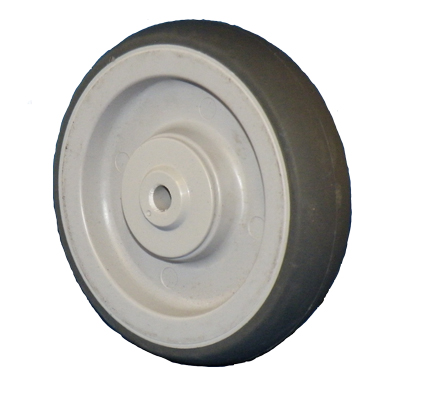 Wheel; 6" x 1-1/4"; Thermoplastized Rubber (Gray); Precision Ball Brng; 3/8" Bore; 1-9/16" Hub Length; 300#; Bearing Cover (Item #88329)