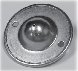 Ball Transfer; 1"; Stainless Steel; Flange; Round (2-7/8" diameter: two holes: 2-3/16" apart); Stainless; 125#; Load Height 5/8"; Recessed Depth 5/8" (Item #88081)