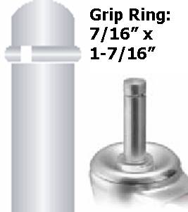 (image for) Caster; Swivel; 4" x 1-1/4"; PolyU on PolyO (Gray); Grip Ring (7/16" x 1-7/16"); Chrome; Precision Ball Brng; 240#; Total Lock; Thread guards (Item #64926)