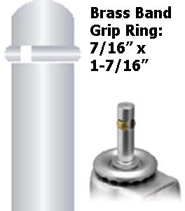 (image for) Caster; Swivel; 6" x 1-1/4"; Polyolefin round tread; Grip Ring (7/16" x 1-7/16" w/ brass band); Zinc; Steel Spanner; 300#; Dust Cover (Mtl); Tread Brake (Item #64635)