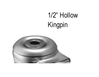 (image for) Caster; Swivel; 3" x 1-1/4"; Thermoplastized Rubber (Gray); Hollow Kingpin (1/2" bolt hole); Zinc; Nylon Brng; 210#; Dustcap; Tread brake (Item #65642)