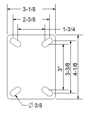(image for) Caster; Swivel; 4x1-1/4; Hi-Temp Phenolic (Br); Plate; 3-1/8x4-1/8; 3/8 holes: 1-3/4x3 (slotted to 2-3/8x3-3/8); Spanner; 475/550 deg; brake; 350# (Item #67631)