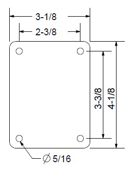 (image for) Caster; Rigid; 3" x 1-13/16"; Urethane (Gray); Plate (3-1/8"x4-1/8"; holes: 2-3/8"x3-3/8"; 5/16" bolt); Zinc; Roller Brng; 1000# (Item #64284)