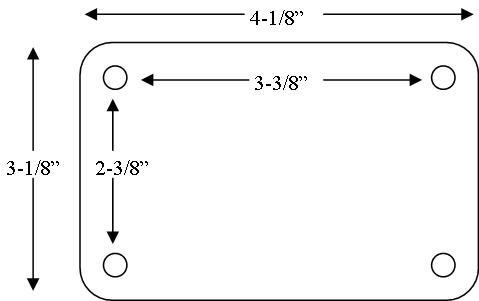 (image for) Caster; Swivel; 3" x 1-1/4"; PolyU on PolyO (Blue); Top Plate (3-1/8"x4-1/8"; holes: 2-3/8"x3-3/8";1/4" bolt); Zinc; Ball Brng; 210# (Item #64631)