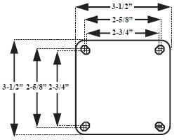 (image for) Leveling Caster; Swivel; 3"x1-1/4"; Polyolefin; Plate (3-1/2"x3-1/2": holes: 2-5/8x2-5/8; 5/16 bolt); Zinc; Plain bore; 300#; Load height: 6.06" - 6.81"; Brake (Item #66963)