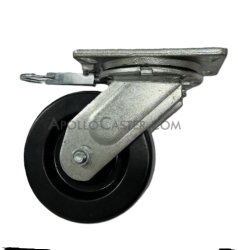 (image for) Caster; Swivel; 6" x 2"; Phenolic; Plate (4-1/2"x6-1/4"; holes: 2-7/16"x4-15/16" slots to 3-3/8"x5-1/4"; 1/2" bolt); Roller Brng; 1200#; Pos Lock (Item #66088)