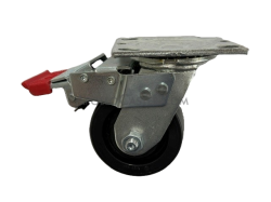 (image for) Caster; Swivel; 4" x 2"; Polyolefin; Plate; 4"x4-1/2"; holes: 2-5/8"x3-5/8" (slotted to 3"x3"); 3/8" bolt; Zinc; Roller Brng; Wgt Cap: 600#; Total Lock (Item #62667)