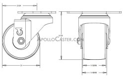 (image for) Caster; Swivel; 3x1-13/16; Polyolefin; Plate (3-1/32x4-3/8: Diamond shape; two holes: 3-1/2 apart; 7/16 bolt); Zinc; Prec Ball Brng; 500#; Inverted Loading (Item #67312)