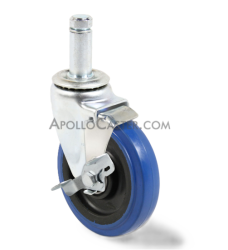 (image for) Caster; Swivel; 5" x 1-1/4"; PolyU on PolyO (Blue); Grip Ring (0.846" x 2-3/16"); Zinc; Ball Brng; 350#; Dust Cover (Mtl); Wheel Brake (Item #62681)