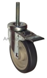 (image for) Caster; Swivel; 3-1/2" x 1-1/4"; PolyU on PolyO (Gray); Threaded Stem (1/2"-13TPI x 1-1/2"); Zinc; Twin Ball Bearings; 250#; Dust Cover; Total Lock (Item #64041)