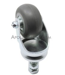 (image for) Caster; Glass Handling Swivel; 2" x 15/16"; Neoprene Rubber (Gray); Threaded Stem (10mm-25.4TPI x35mm); Zinc; Ball Brng; 75#; Inverted Raceway to Avoid Debris (Item #66588)