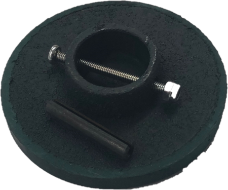 (image for) Floor Lock; For 4" Casters; 6" extended; Top Plate; 4"x4-1/2"; holes: 2-5/8x3-5/8 (slots to 3x3); 3/8" bolt; Zinc. Pedal Style ( Replacement pad #87791) (Item #87165)