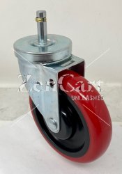 (image for) Caster; Swivel; 4" x 1-1/4"; PolyU on PolyO (Red); Grip Ring (13/16" x 2-3/16"); Stainless; Stainless Prec BB; 350# (Item #63265)