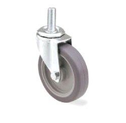 Caster; Swivel; 3" x 1-1/4"; PolyU on PolyO (Gray); Threaded Stem (7/16"-14TPI x 2-1/4"); Zinc; Plain bore; 300#; Dust Cover (Mtl) (Item #64188)