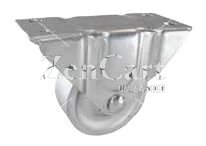 (image for) Caster; Rigid; 3" x 1-1/4"; Cast Iron; Plate (2-1/4" x 5-1/8": holes: 1-3/16" x 4"; 1/4" bolt); Zinc; Plain bore; 300# (Item #63434)