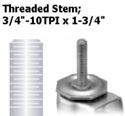 (image for) Caster; Swivel; 5" x 1-1/4"; Monoprene (Donut); Threaded Stem (3/4"-10TPI x 1-3/4"); Zinc; Prec Ball Brng; 300#; Bearing Cover; Dust Cover (Mtl) (Item #63666)