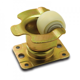 Caster; Swivel; Air Cargo Conveyor; 2-1/4" x 1-3/4"; Nylon; Plate; 3-3/16"x4-3/8": ); Gold Dichromate; Sealed Prec B.B; Prec Tprd Rcwy B; Toe Guard; 450# (Item #63483)