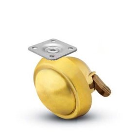 Caster; Ball; Swivel; 2-1/2"; Metal/ Zinc; Top Plate; 1-1/2"x1-1/2"; hole spacing: 1"x1"; 3/16 bolt; Brass; Acetyl/ Resin Brng; 100#; Pedal Lock; Wheel (Item #68527)