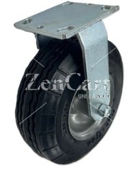 (image for) Caster; Rigid; 8" x 2-1/2"; Foam Filled Flat Free; Plate (4"x4-1/2"; holes: 2-5/8"x3-5/8" slotted to 3x3); Prec BB; 275#; Premium Steel Hub (Item #66534)