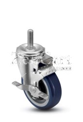 (image for) Caster; Swivel; 5" x 1-1/4"; PolyU on PolyO (Black); Threaded Stem; 1/2-13TPI x 1; Zinc; Ball Brng; 250#; Top lock brake; Thread guards (Item #68264)