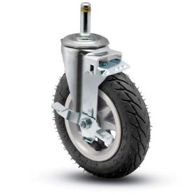(image for) Caster; Swivel; 6" x 1-1/4"; Flat Free (No Air!); Black; Grip Ring (7/16"x1-7/16"); Zinc; Ball Brng; 150#; Tread Brake (Item #69279)