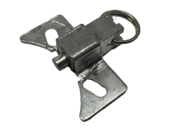 (image for) Position Lock Brake; Steel; Bolt-on style; Works with most standard 4-1/2" x 6-1/4" caster plates with holes approx 3" apart. Requires notched yoke. (Item #87866)