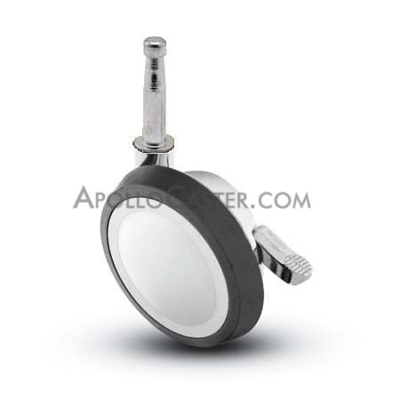 Caster; Ball; Swivel; 3\"; Rubber; Hard; Grip Neck; 5/16\"x1-1/2\"; Chrome; Reg or Bright; Acetyl/ Resin Brng; 100#; Pedal Lock; Wheel (Item #69570)