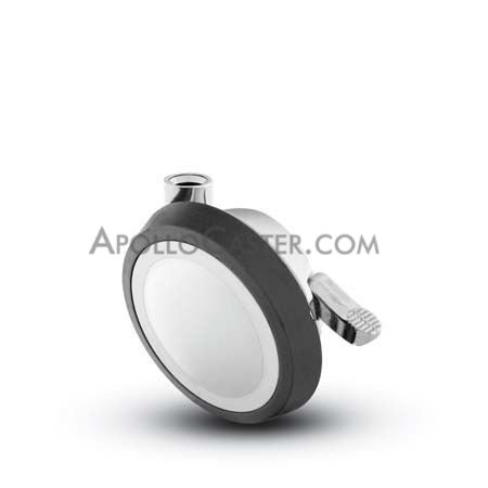 Caster; Ball; Swivel; 3\"; Rubber; Hard; Stemless; Chrome; Bright; Acetyl/ Resin Brng; 100#; Pedal Lock; Wheel (Receives Shepherd 3/8\" x 1-3/4\" long stem) (Item #69601)