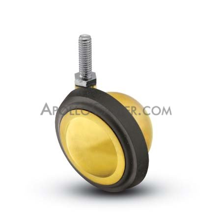 Caster; Ball; Swivel; 3\"; Rubber; Hard; Threaded Stem; 5/16\"-18TPI x 1-1/4\"; Brass; Acetyl/ Resin Brng; 100# (Item #69514)
