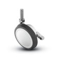Caster; Ball; Swivel; 3"; Rubber; Hard; Threaded Stem; 5/16"-18TPI x 2"; Chrome; Reg or Bright; Acetyl/ Resin Brng; 100#; Pedal Lock; Wheel (Item #69527)