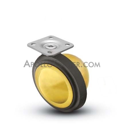 Caster; Ball; Swivel; 3\"; Rubber; Hard; Top Plate; 1-1/2\"x1-1/2\"; hole spacing: 1\"x1\"; 3/16 bolt; Brass; Acetyl/ Resin Brng; 100# (Item #69647)